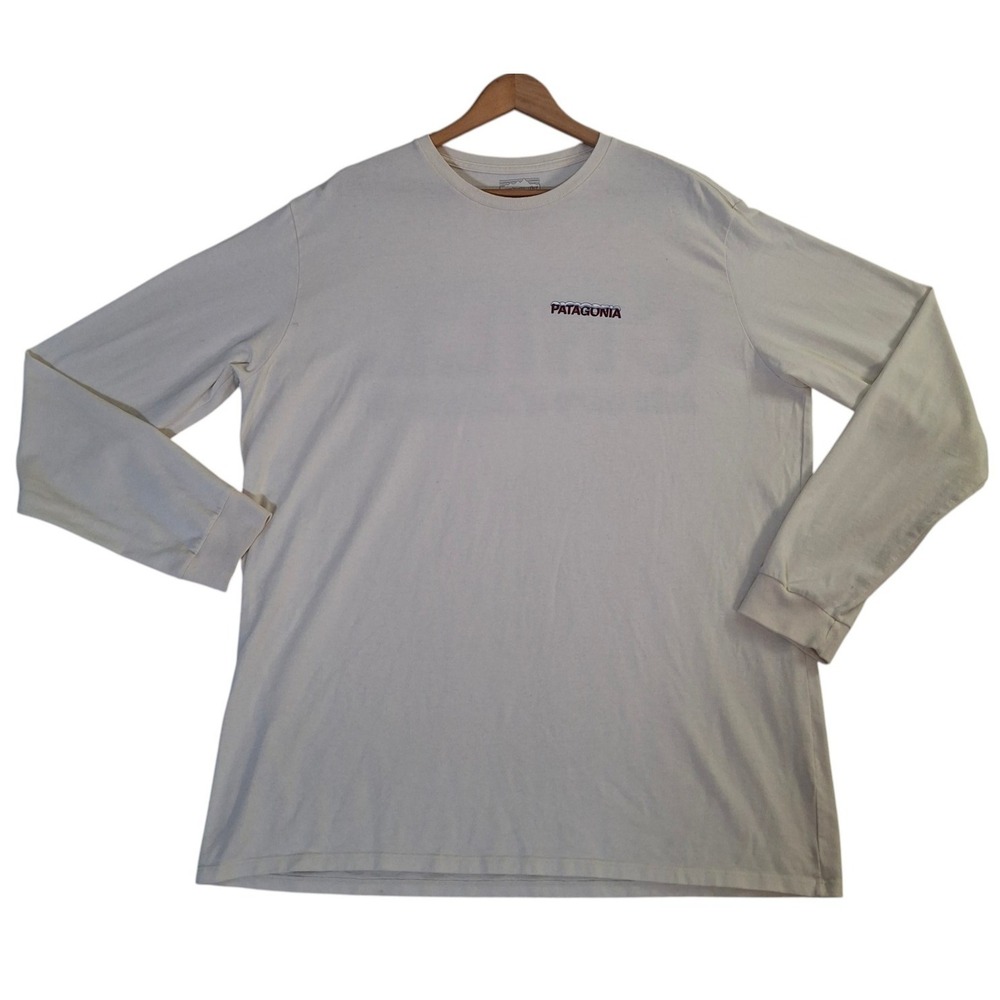 Patagonia Shirt Men's XL Cream Chill Responsibili-Tee Graphic Long Sleeve Tee